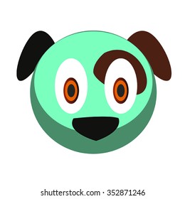 Doggy Face - Aqua Dog With Big Eyes Cartoon Vector