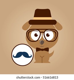 doggy hipster concept, mustache style vector illustration eps 10