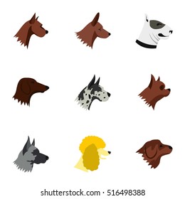 Doggy icons set. Flat illustration of 9 doggy vector icons for web