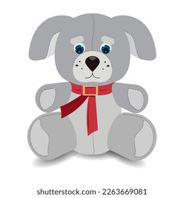 Hund. Weichspielzeug. Vektorgrafik. Grafiken. Nahaufnahme. Verwendet für Webdesign, Collagen, Aufkleber, Postkarten, Drucken.