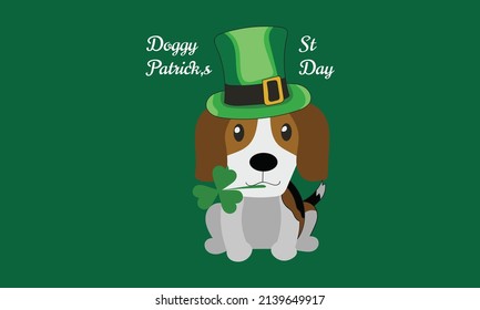 doggy st patrick,s day illustration vector desidn