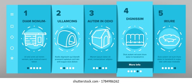 Doghouse Accessory Onboarding Mobile App Page Screen Vector. Doghouse In Different Style, Container For transportation And Bed For Sleeping Animal Dog Illustrations