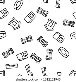Doghouse Accessory Vector Seamless Pattern Thin Line Illustration