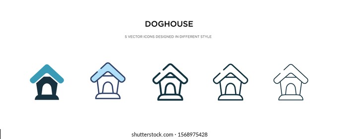 doghouse icon in different style vector illustration. two colored and black doghouse vector icons designed in filled, outline, line and stroke style can be used for web, mobile, ui