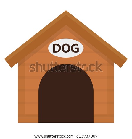 Doghouse Icon Flat Cartoon Style Wooden Stock Vector (Royalty Free