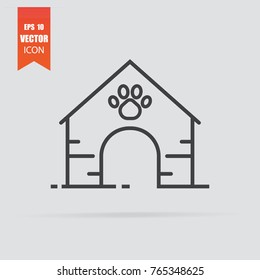 Doghouse icon in flat style isolated on grey background. For your design, logo. Vector illustration.