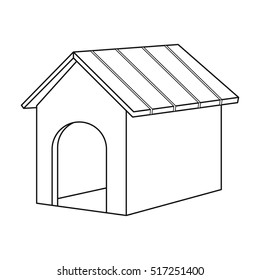 Doghouse icon in outline style isolated on white background. Dog symbol stock vector illustration.