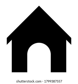Doghouse Icon Silhouette. Vector Illustration Isolated On White Background.