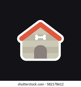 doghouse icon, sticker. vector illustration
