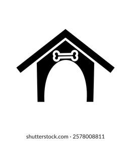 Doghouse icon vector illustration. Animal house on isolated background. Simple dog house sign concept, pictogram isolated on white background. color editable