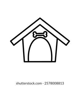 Doghouse icon vector illustration. Animal house on isolated background. Simple dog house sign concept, pictogram isolated on white background. color editable