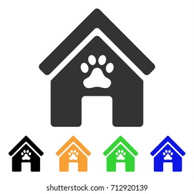 Doghouse icon. Vector illustration style is a flat iconic doghouse symbol with black, grey, green, blue, yellow color versions. Designed for web and software interfaces.