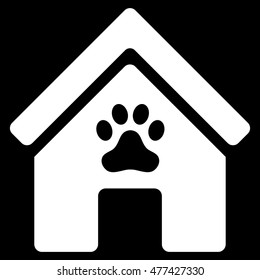 Doghouse icon. Vector style is flat iconic symbol, white color, black background.