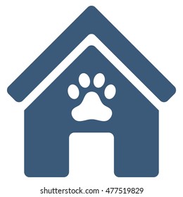 Doghouse icon. Vector style is flat iconic symbol, blue color, white background.