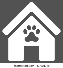 Doghouse icon. Vector style is flat iconic symbol, white color, gray background.