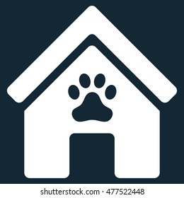 Doghouse icon. Vector style is flat iconic symbol, white color, dark blue background.