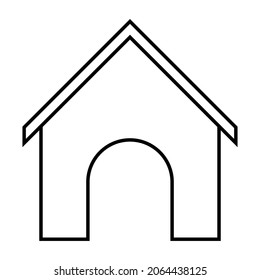 Doghouse Outline Icon. Kennel Vector Illustration Isolated On White Background. Coloring Book Page For Children.