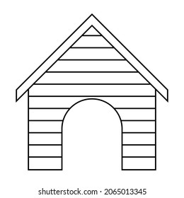 Umriss-Symbol des Doghouse-Gebäudes. Vektorgrafik einzeln auf weißem Hintergrund. Farbbuchseite für Kinder