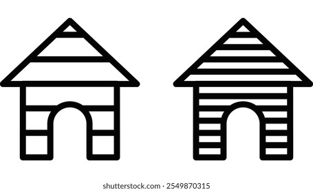 Doghouse outline vector illustration. Editable stroke.