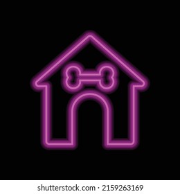 Doghouse simple icon vector. Flat design. Purple neon style on black background.ai