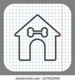 Doghouse Simple Icon Vector. Flat Design. On Graph Paper. Grey Background.ai