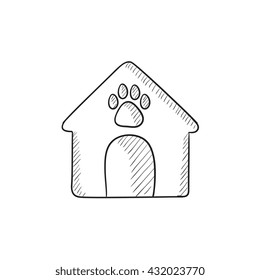 Doghouse vector sketch icon isolated on background. Hand drawn Doghouse icon. Doghouse sketch icon for infographic, website or app.