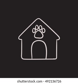 Icono de esbozo del vector Doghouse aislado en el fondo. Icono de Doghouse dibujado a mano. Icono de esbozo de Doghouse para infografía, sitio web o aplicación.