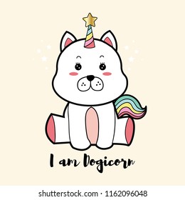 Vector adorable de dibujos animados de Dogicorn