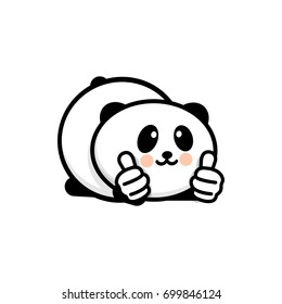 Dogie like. Isolated Pup show thumb up. Simple Funny puppy show an approving hand gesture. Black and white Vector logo and illustration.