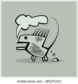 Dog-like odd creature speaking barking and shitting like a disrespectful rude fellow vector illustration cartoon