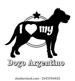  Dogo Argentino Hund Silhouette, ich liebe meinen Hund, Hund, Hunderassen, Logo, Vektor, Silhouette, Tier, Illustration, Symbol, Zeichen, schwarz, Haustier,