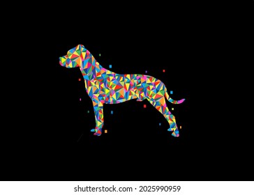 Dogo Argentino Dog Wpap pop art colorful minimalist illustration vector, black background.