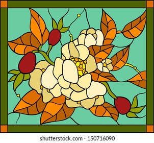 Dog-rose blooms / Stained glass window