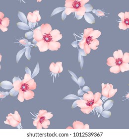 Dog-rose blooms. wild rose vector seamless pattern