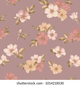 Dog-rose blooms. wild rose vector seamless pattern