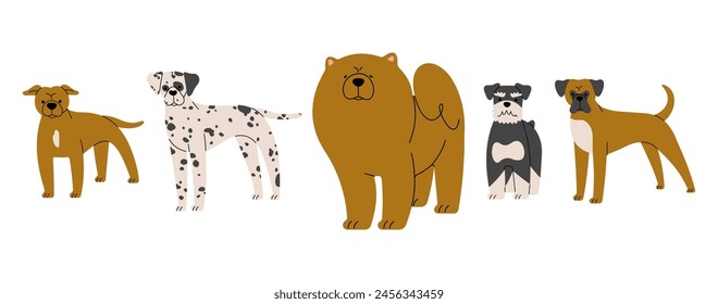 Dogs 6 cute on a white background, vector illustration.