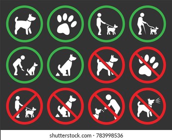 dogs allowed and prohibited signs