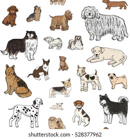 dogs animal vector seamless pattern