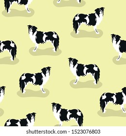 Dogs animals vector seamless pattern on green background . Concept for print, web design , cards, textile