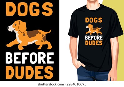 Dogs Before Dudes tshirt design and mockup pet day tshirt