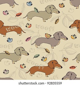 Dogs and birds background