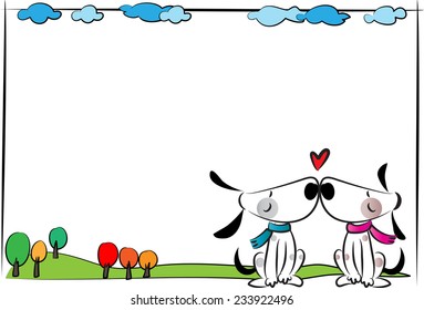 dogs and blank card
