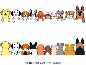 dogs border set, small and large dogs, front side and back side
