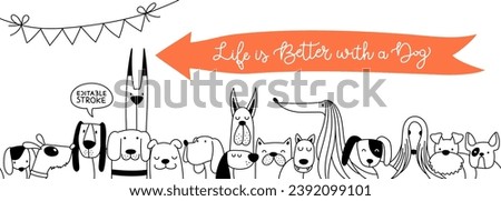 Dogs breed border set line art - Life is Better with a Dog Design