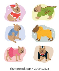 Disfraz de carnaval de perros con símbolos de celebración ilustración vectorial aislada plana