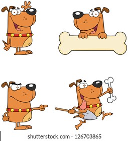 Dogs Cartoon Mascot Characters-Vector Collection