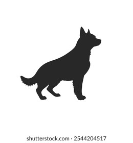 A dog's cartoon black outline on a white background.