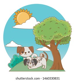 Dogs cartoons design vector illustrator