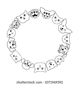 dogs and cats face circle