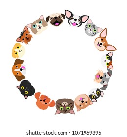 dogs and cats face circle